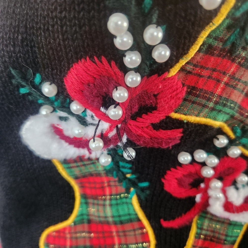 Vintage Laura Daniels Petites Christmas Knit Stockings Ugly Sweater - Picture 9 of 9